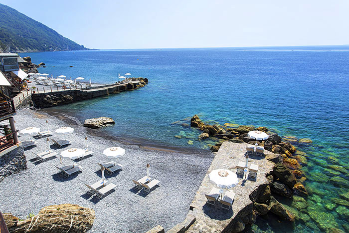 Plage privée de l'Hôtel Cenobio dei Dogi à Camogli