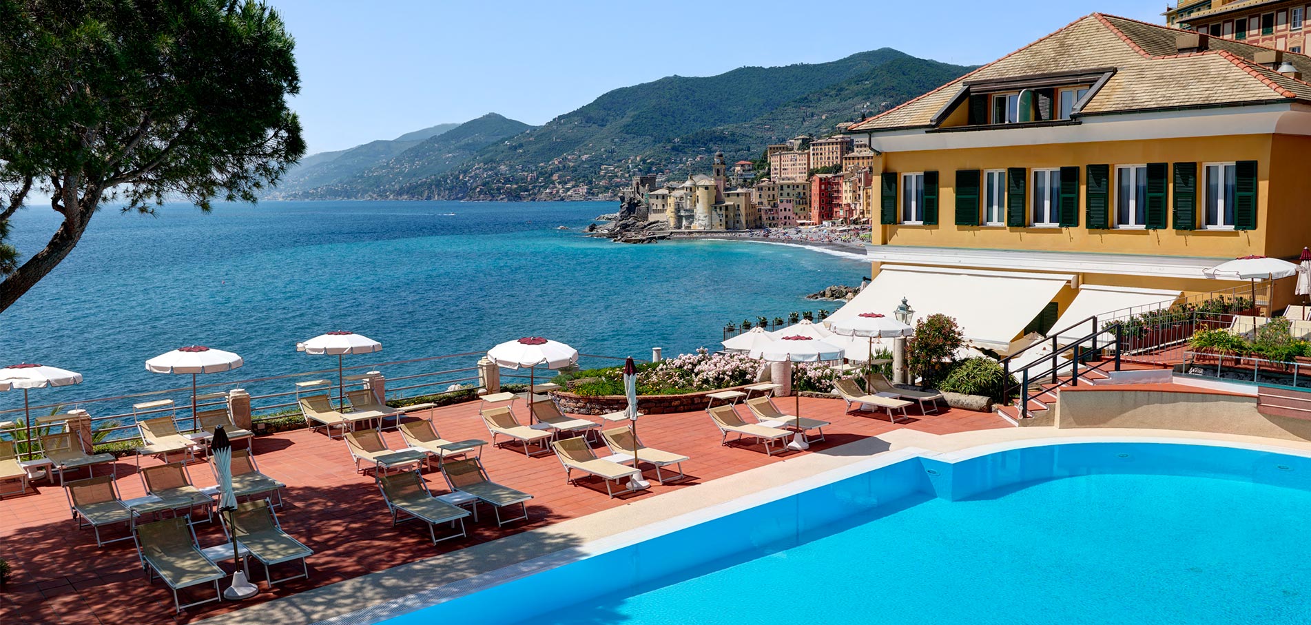 Private beach of the Hotel Cenobio dei Dogi in Camogli