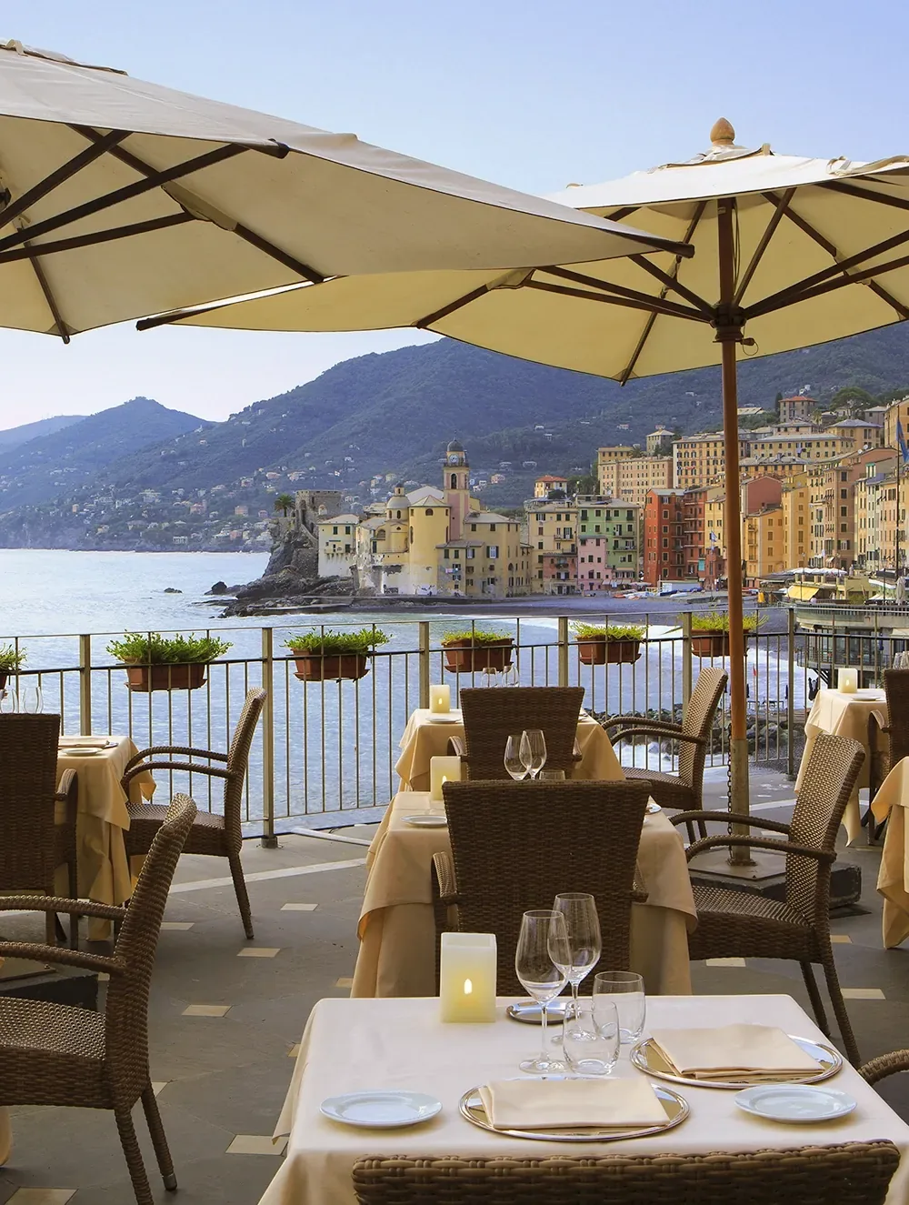La Terrazza Giulia Restaurant with umbrellas overlooking Camogli